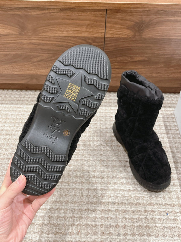 CD Ankle Boots Black Fleece And Windbreaker Fabric