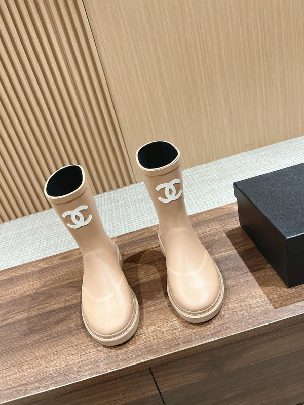 CC RAIN BOOTS BEIGE CREAM TPU WITH WHITE LOGO