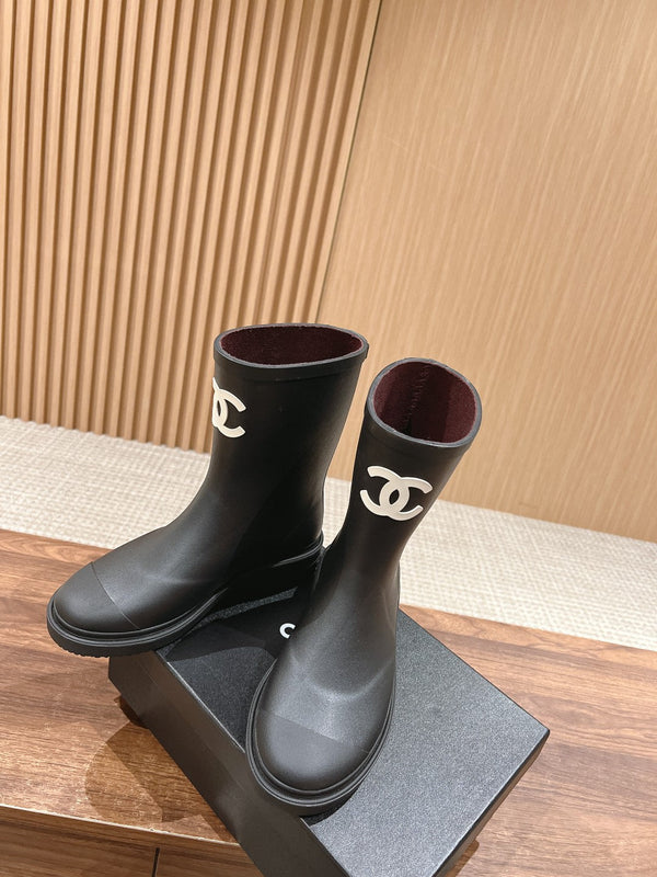 CC RAIN BOOTS BLACK TPU WITH WHITE LOGO