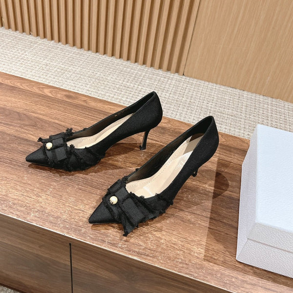 cd adiorable pump 80 blakc grosgrain beige pelle di agnello