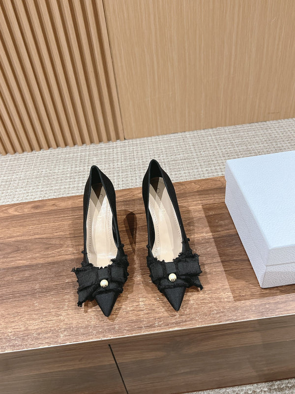 cd adiorable pump 80 blakc grosgrain beige pelle di agnello