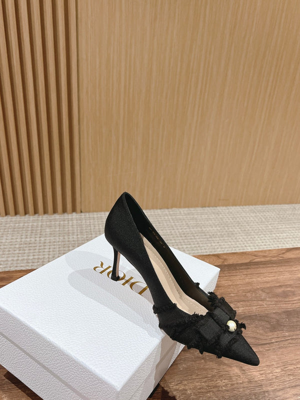 cd adiorable pump 80 blakc grosgrain beige pelle di agnello