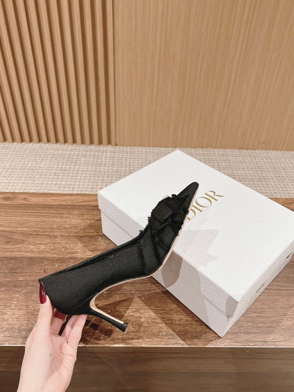 cd adiorable pump 80 blakc grosgrain beige pelle di agnello