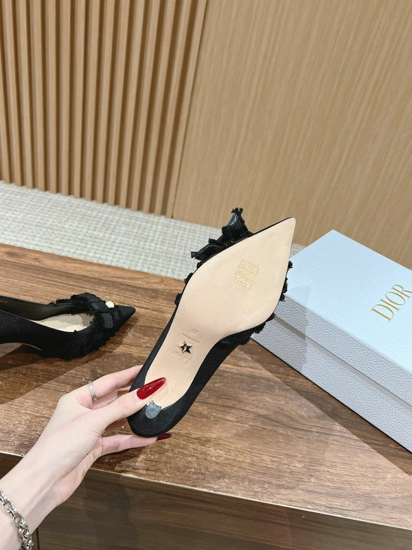 cd adiorable pump 80 blakc grosgrain beige pelle di agnello