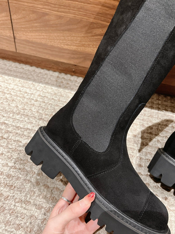 Stivali alti Chelsea CC in pelle scamosciata nera 937070