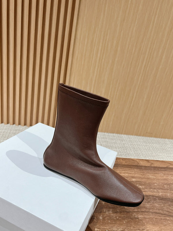 The Row Mid Sock Boots Brown Sheepskin 427972