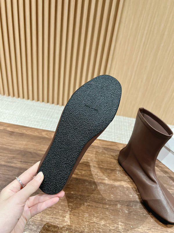 The Row Mid Sock Boots Brown Sheepskin 427972