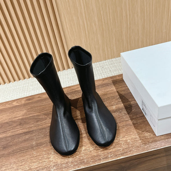 The Row Mid Sock Boots Black Sheepskin 427974