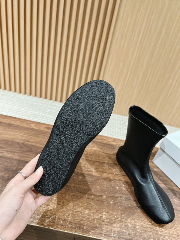 The Row Mid Sock Boots Black Sheepskin 427974