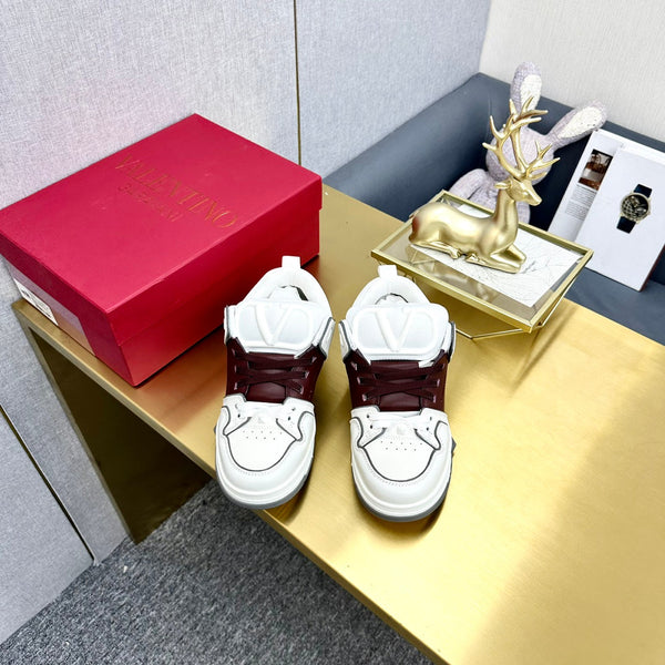 One Stud Sneaker Garavani Calfskin Fabric Burgundy White