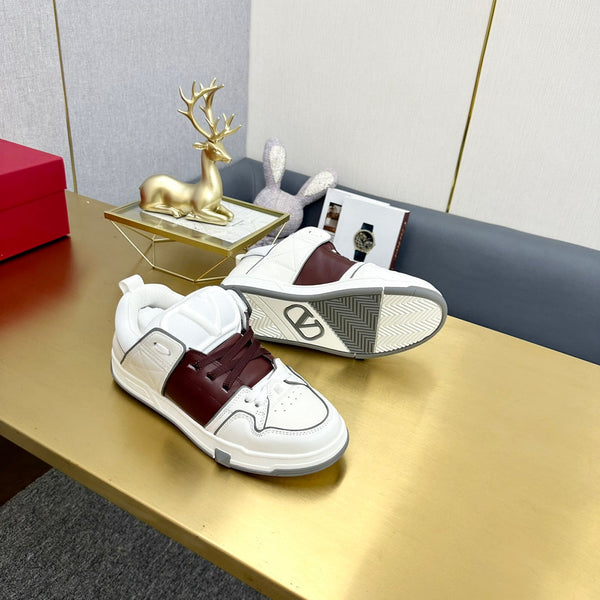 One Stud Sneaker Garavani Calfskin Fabric Burgundy White