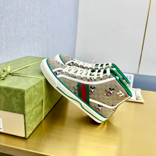 GG TENNIS 1977 SNEAKERS ALTE IN TELA TORTILLA CON MOTIVO DI TOPOLINO