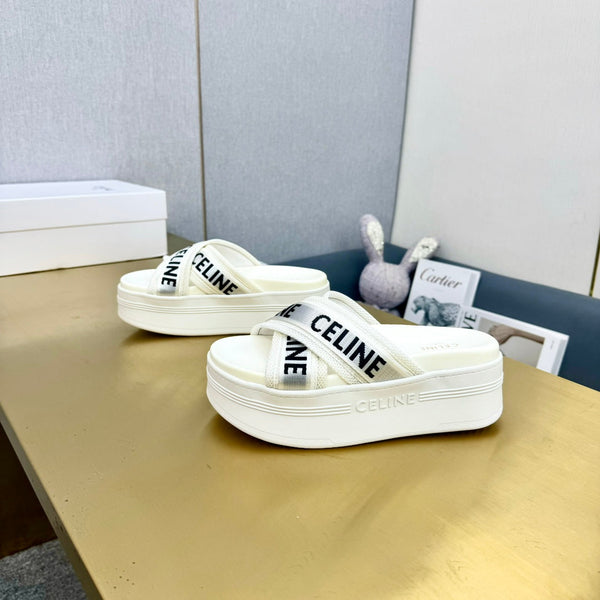 Celine Block Slide White Fabric with Rubber 238138