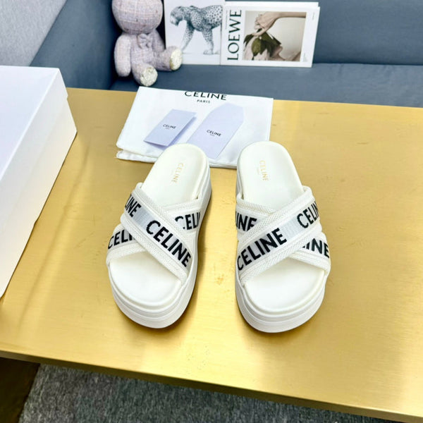 Celine Block Slide White Fabric with Rubber 238138