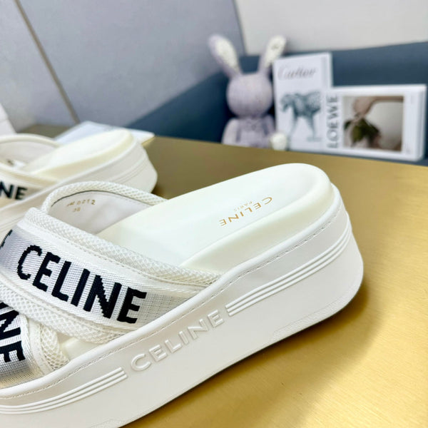 Celine Block Slide White Fabric with Rubber 238138