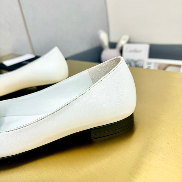 CC Loafers White Leather Mix Floral Pattern 297797