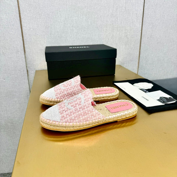 espadrilles mule pink wool white sequin