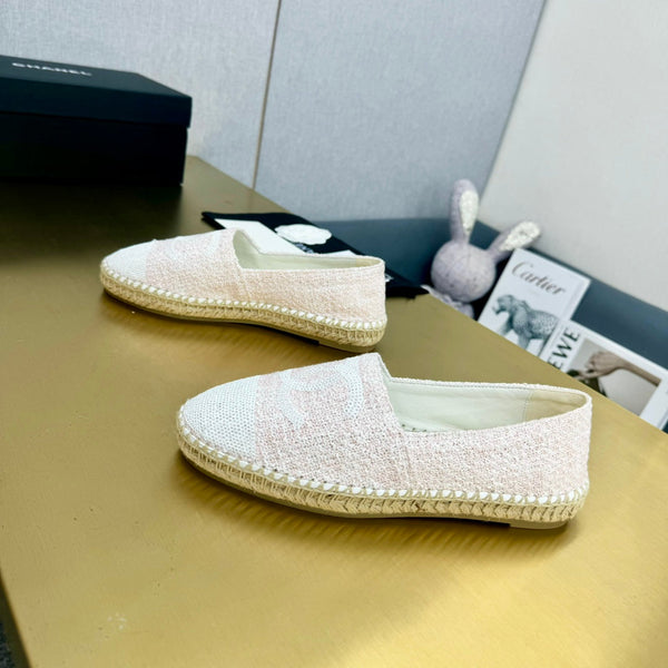 espadrillé pink tweed white sequin