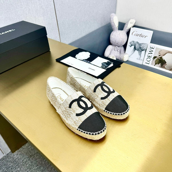 espadrilles beige cream wool black grosgrain