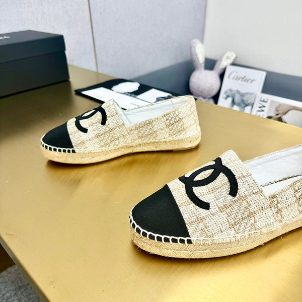 espadrilles beige cream wool black grosgrain