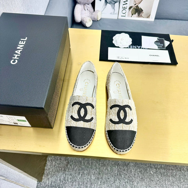 espadrilles beige cream wool black grosgrain