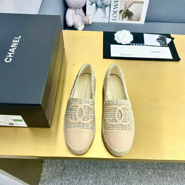 espadrilles beige raffia calfskin