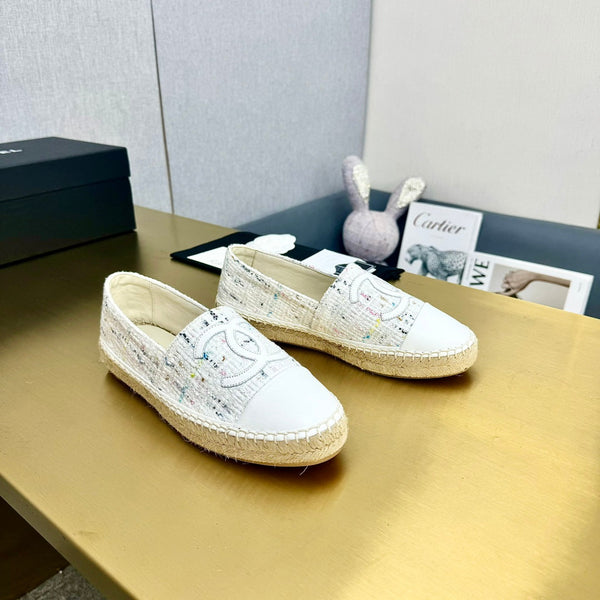 espadrilles white fabric calfskin