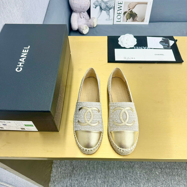 espadrilles raffia gold metalic calfskin