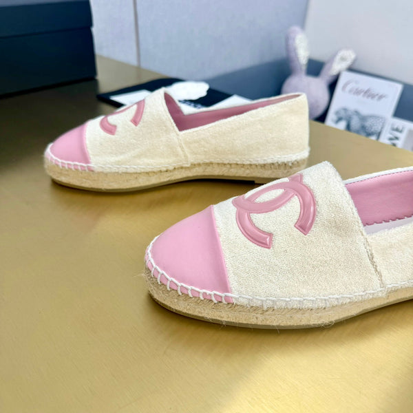 espadrilles beige fabric pink calfskin