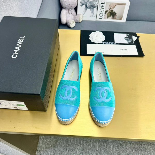 espadrilles turquoise fabric blue calfskin