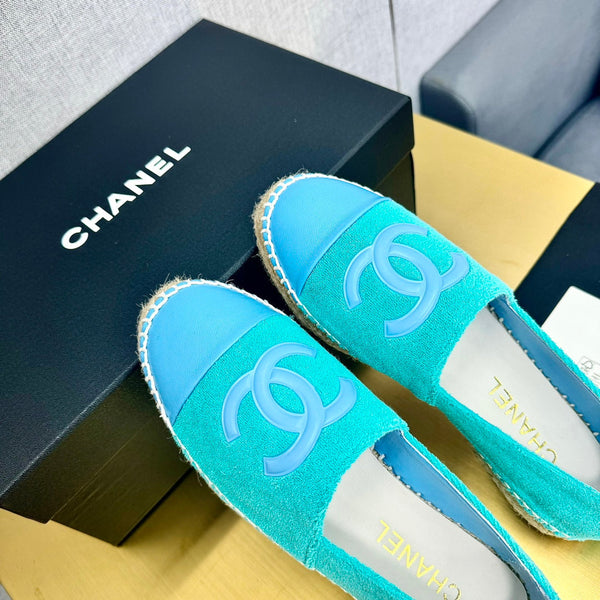 espadrilles turquoise fabric blue calfskin