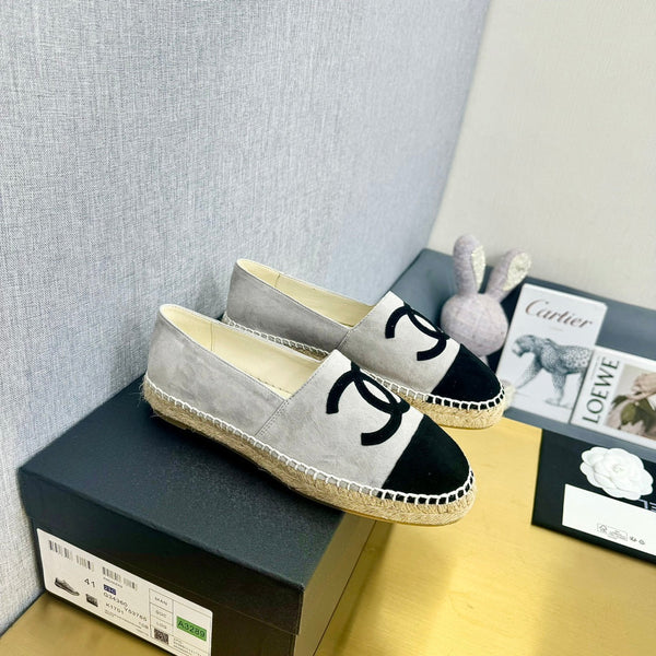 espadrilles grey and black suede