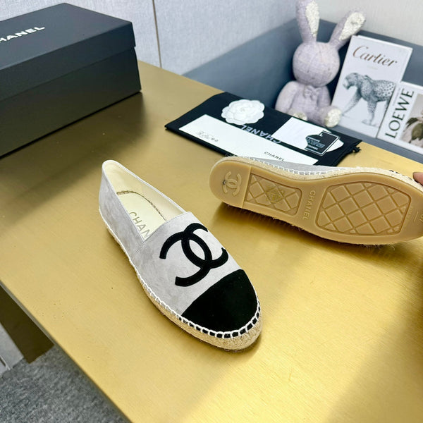 espadrilles grey and black suede