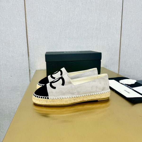 espadrilles grey and black suede