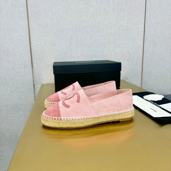 espadrillas in pelle scamosciata rosa e rosa scuro