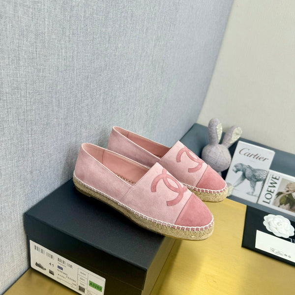espadrillas in pelle scamosciata rosa e rosa scuro