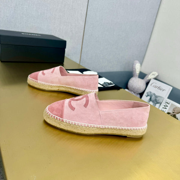 espadrillas in pelle scamosciata rosa e rosa scuro