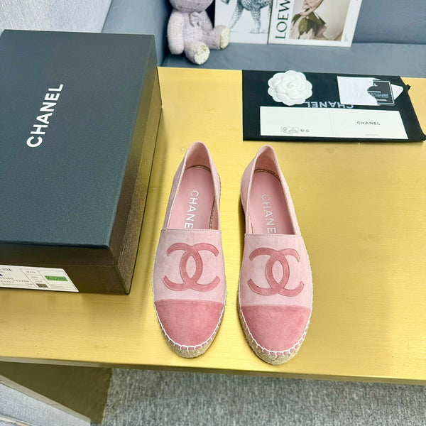 espadrillas in pelle scamosciata rosa e rosa scuro
