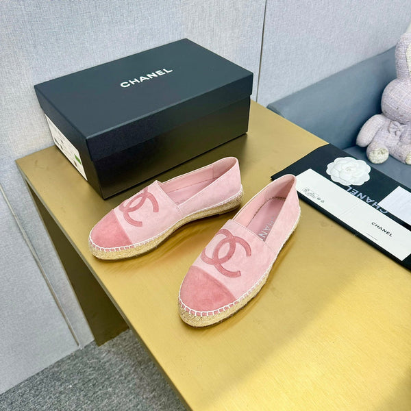 espadrillas in pelle scamosciata rosa e rosa scuro