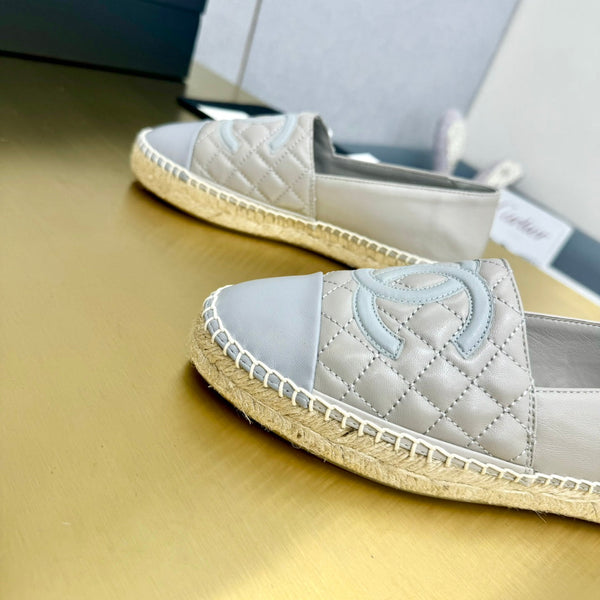 espadrilles smoke and silver gray calfskin