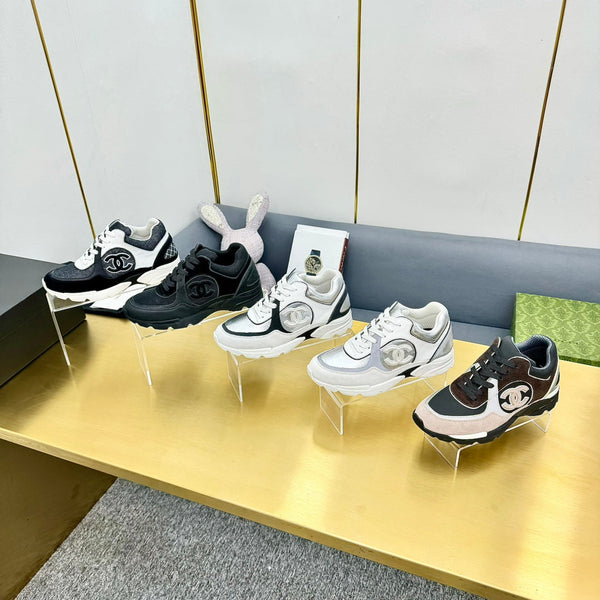 cc womens sneaker in white black wool tweed and black suede calfskin 137606