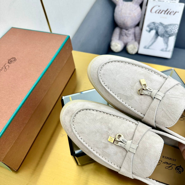 LP Summer Charms Walk Loafers White Suede  994496