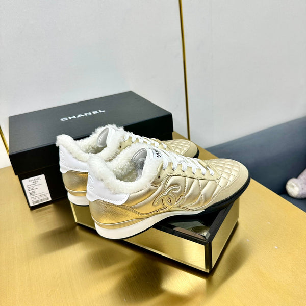 CC Low Sneaker Gold Metalic Wool Cowhide 413859
