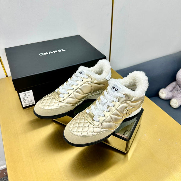 CC Low Sneaker Gold Metalic Wool Cowhide 413859