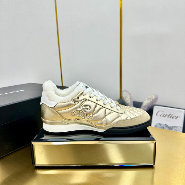CC Low Sneaker Gold Metalic Wool Cowhide 413859