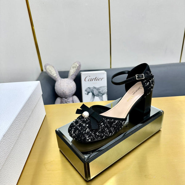 CD Ballet Slingback Pump 50mm In Black Tweed And Lambskin 111018