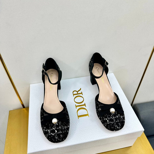 CD Ballet Slingback Pump 50mm In Black Tweed And Lambskin 111018