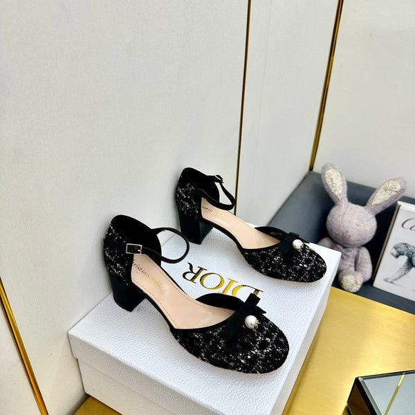 CD Ballet Slingback Pump 50mm In Black Tweed And Lambskin 111018