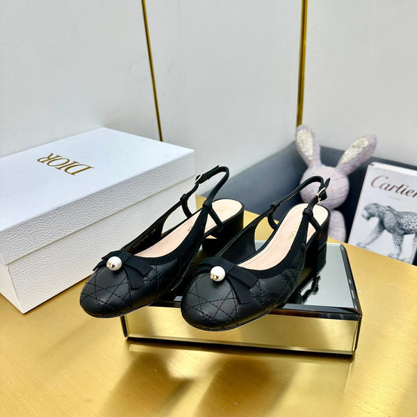 CD Ballet Slingback Pump 35MM In Black Quilted Calfskin 111035