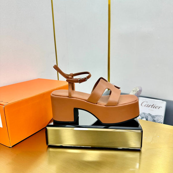 HM Platform Slingback Brown Calfskin 370755